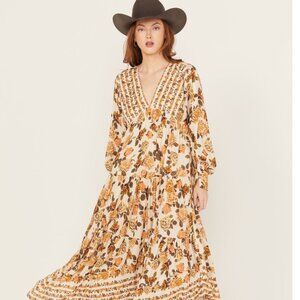 Free People Women's Rows of Roses Floral Maxi Dress (Medium)